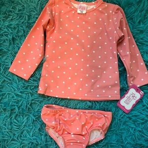 Ricrac and Ruffles Rash-guard Swimsuit NWT